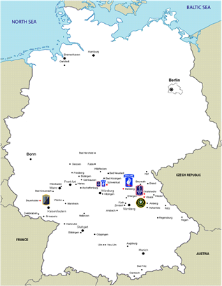 Click here for a larger map of U.S. Army units in Germany in 2009
